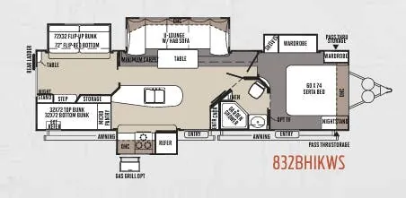 Forest River Flagstaff Classic Super Lite 832BHIKWS floor plan