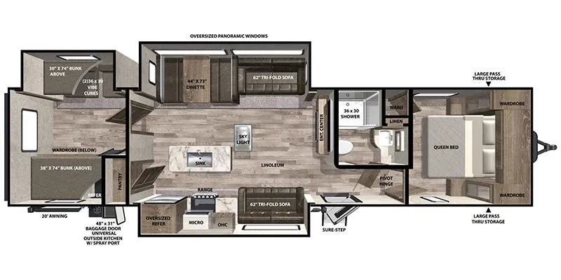 2021 Forest River Vibe 34BH floor plan