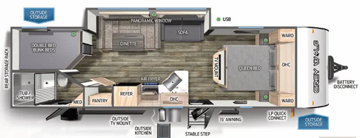 Forest River Cherokee Grey Wolf 26DBH floor plan