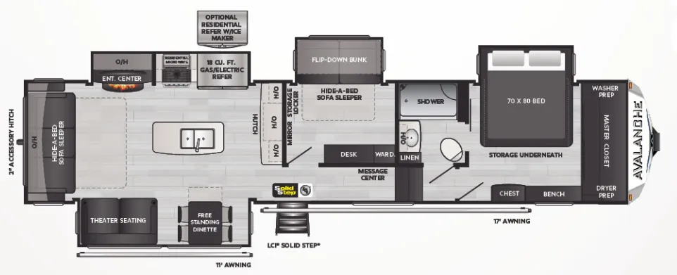 Keystone Avalanche 372MB floor plan