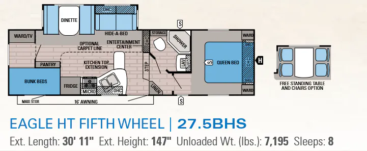 Jayco Eagle HT 27.5BHS floor plan