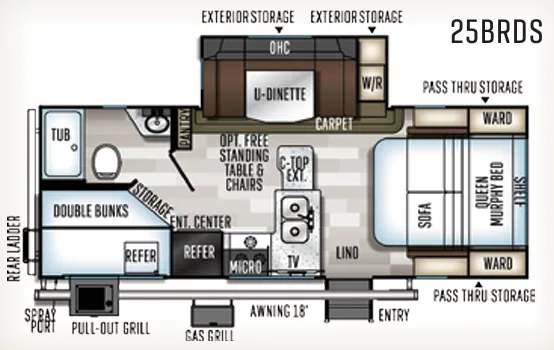 2019 Forest River Flagstaff Micro Lite 25BRDS floor plan