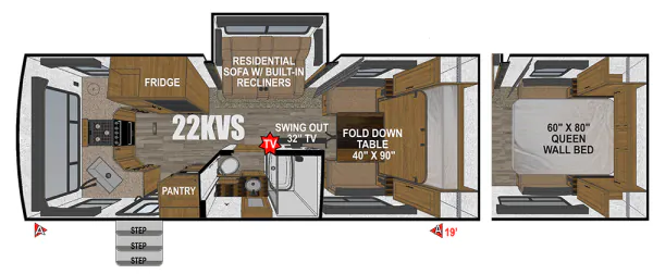 Outdoors RV Creek Side Titanium Series 22KVS floor plan