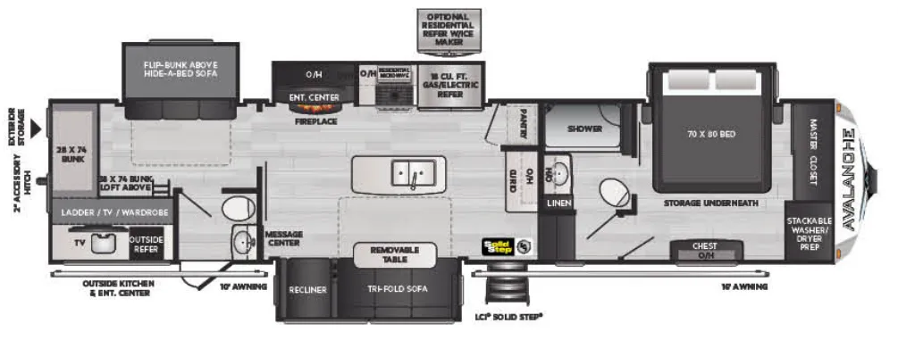 Keystone Avalanche 378BH floor plan