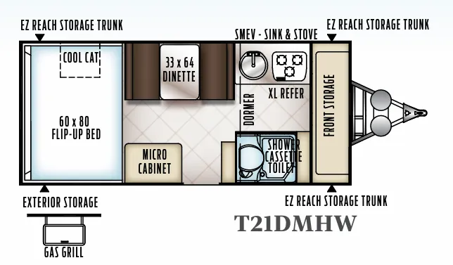 Forest River Flagstaff Hard Side T21DMHW floor plan