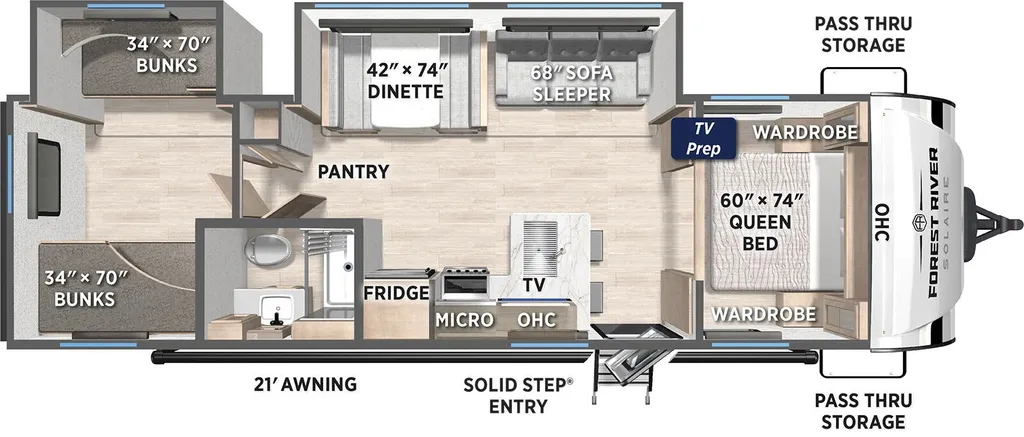 2026 Forest River Solaire 302BHS floor plan