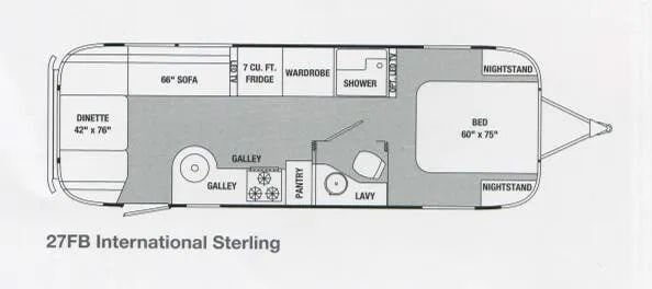 Airstream International Sterling 27FB floor plan