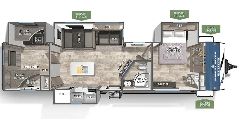 2025 Palomino Puma 32BHFS - Floor plan