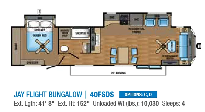 Jayco Jay Flight Bungalow 40FSDS floor plan