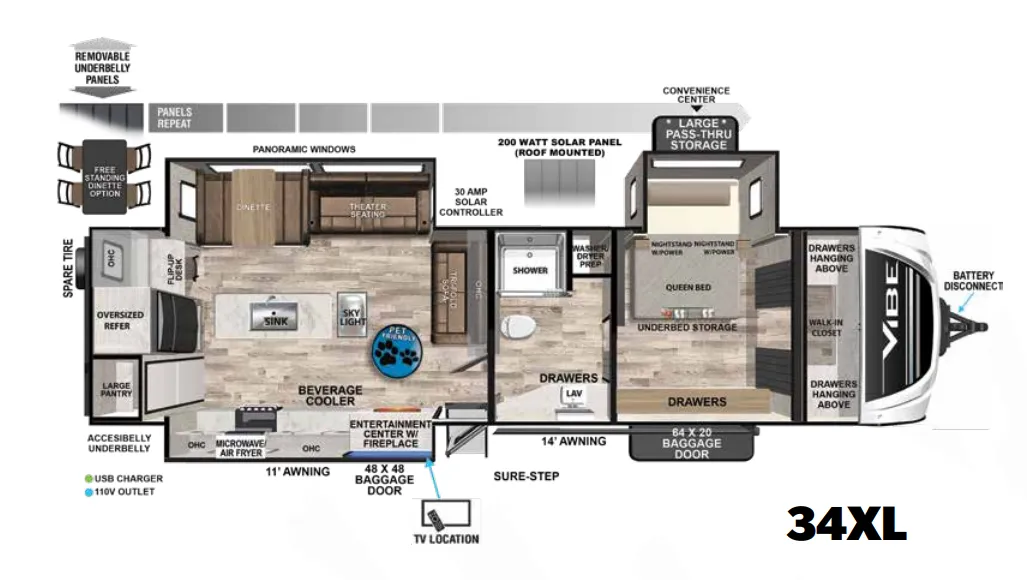 2024 Forest River Vibe 34XL - Floor plan