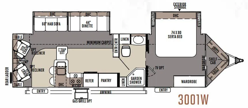 2015 Forest River Rockwood Windjammer 3001W floor plan