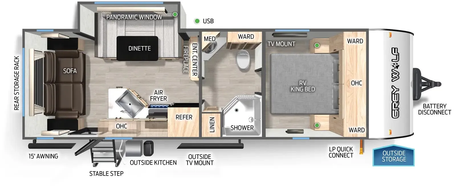 Forest River Cherokee Grey Wolf 23MK floor plan