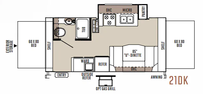 Forest River Rockwood Roo 21DK floor plan