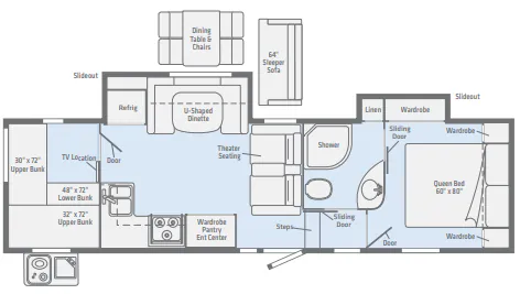 Winnebago Minnie Plus 29RBH floor plan