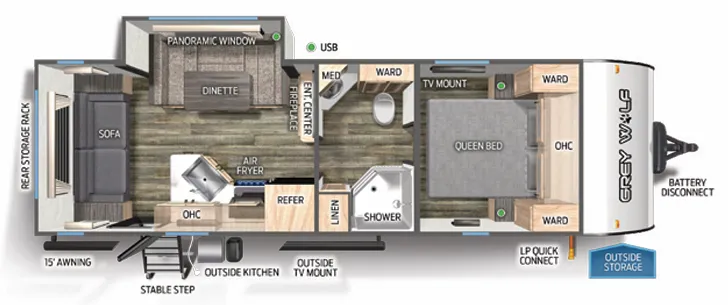 Forest River Cherokee Grey Wolf 23MK floor plan