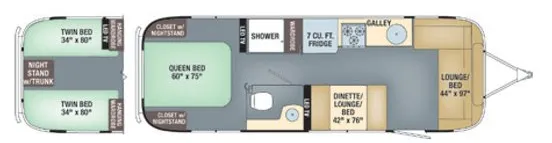 Airstream Flying Cloud 28RB Twin floor plan