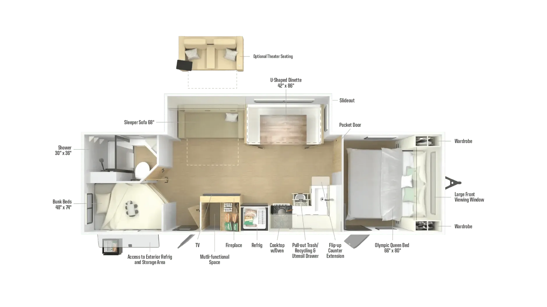 Winnebago Thrive 28BHS floor plan