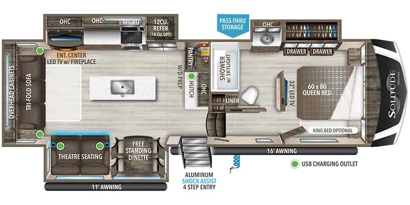 2023 Grand Design Solitude S-Class 2930RL - Floor plan