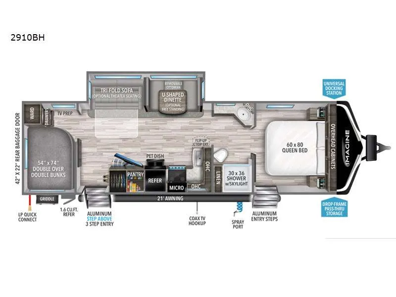2022 Grand Design Imagine 2910BH - Floor plan