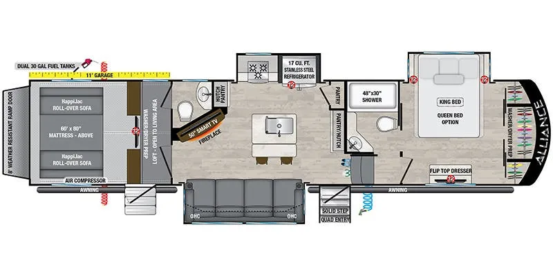 2022 Alliance RV Valor 36V11 floor plan