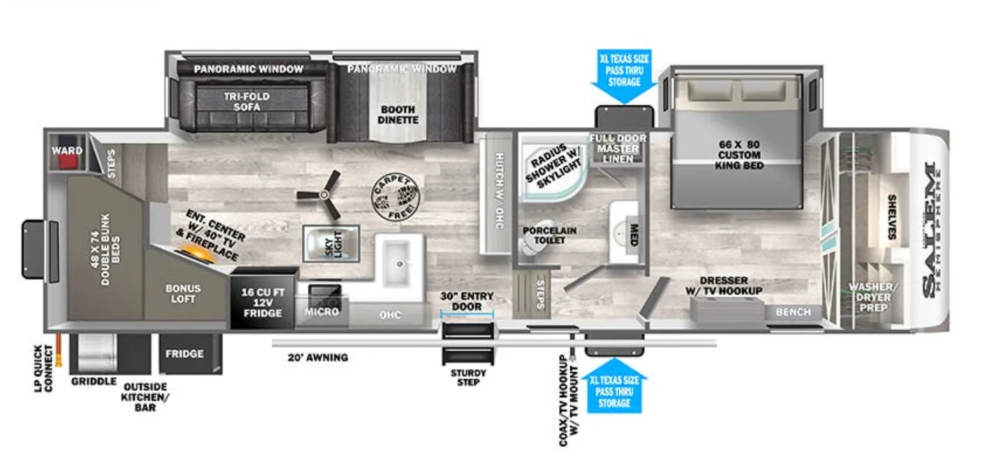 Forest River Wildwood Heritage Glen 295BH floor plan