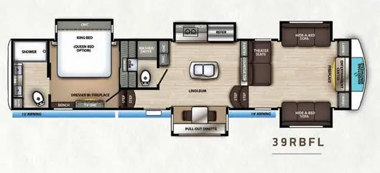 Forest River RiverStone 39RBFL floor plan