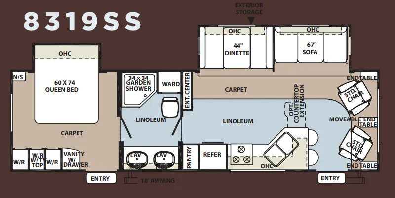 Forest River Rockwood Signature Ultra Lite 8319SS floor plan