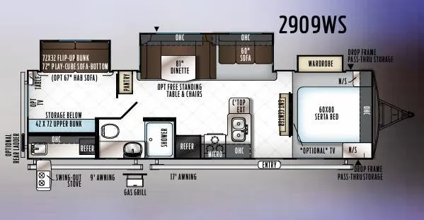 Forest River Rockwood Ultra Lite 2909WS floor plan