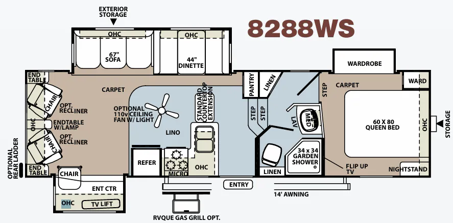 Forest River Rockwood Signature Ultra Lite 8288WS floor plan