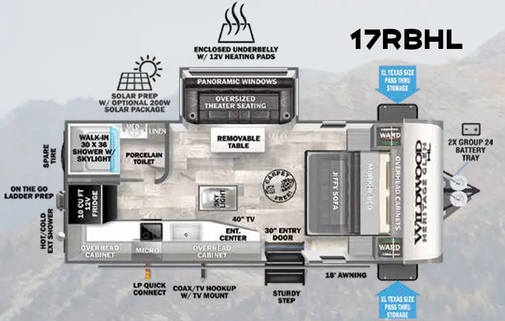 Forest River Wildwood Heritage Glen Hyper-Lyte 17RBHL floor plan