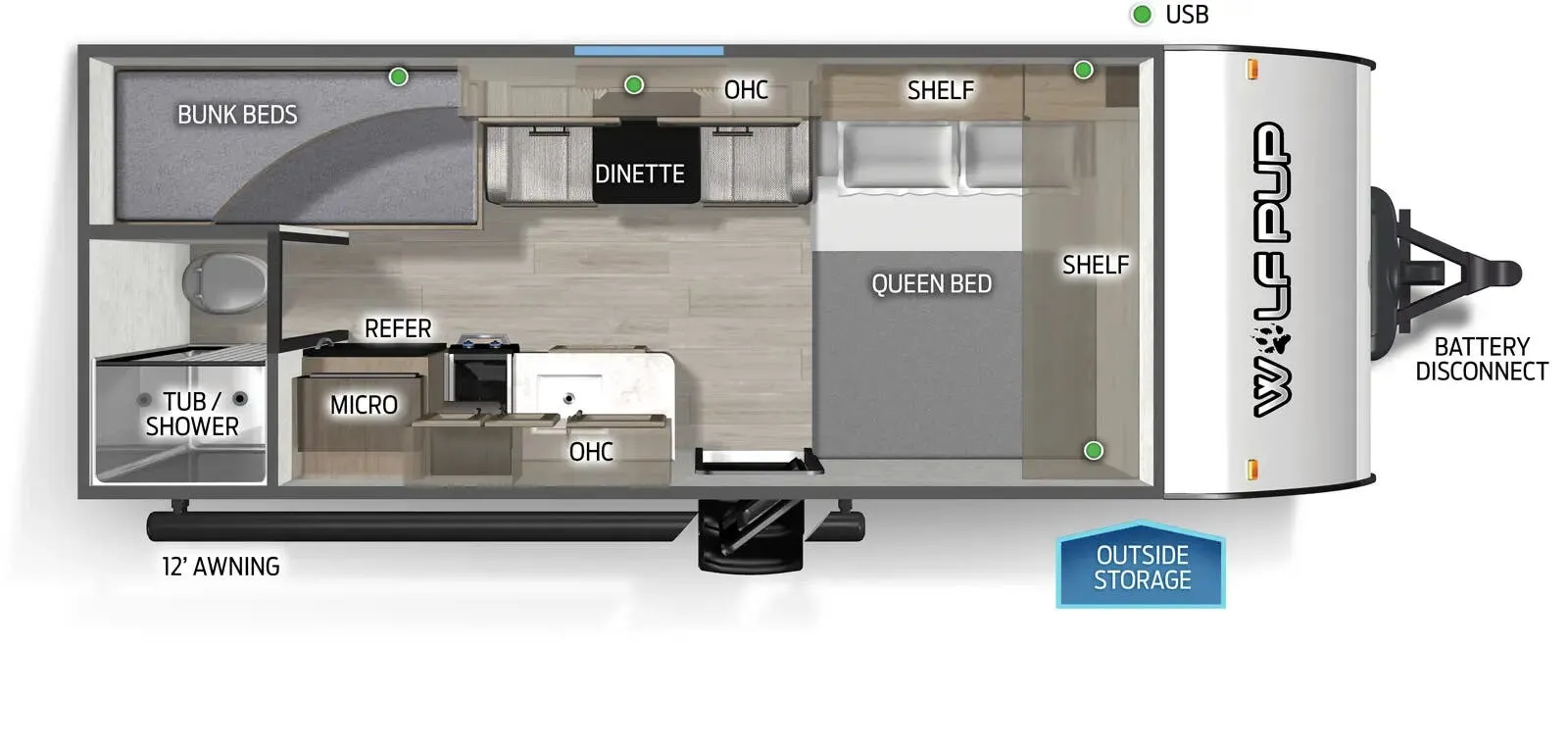 2026 Forest River Cherokee Wolf Pup 16LP - Floor plan