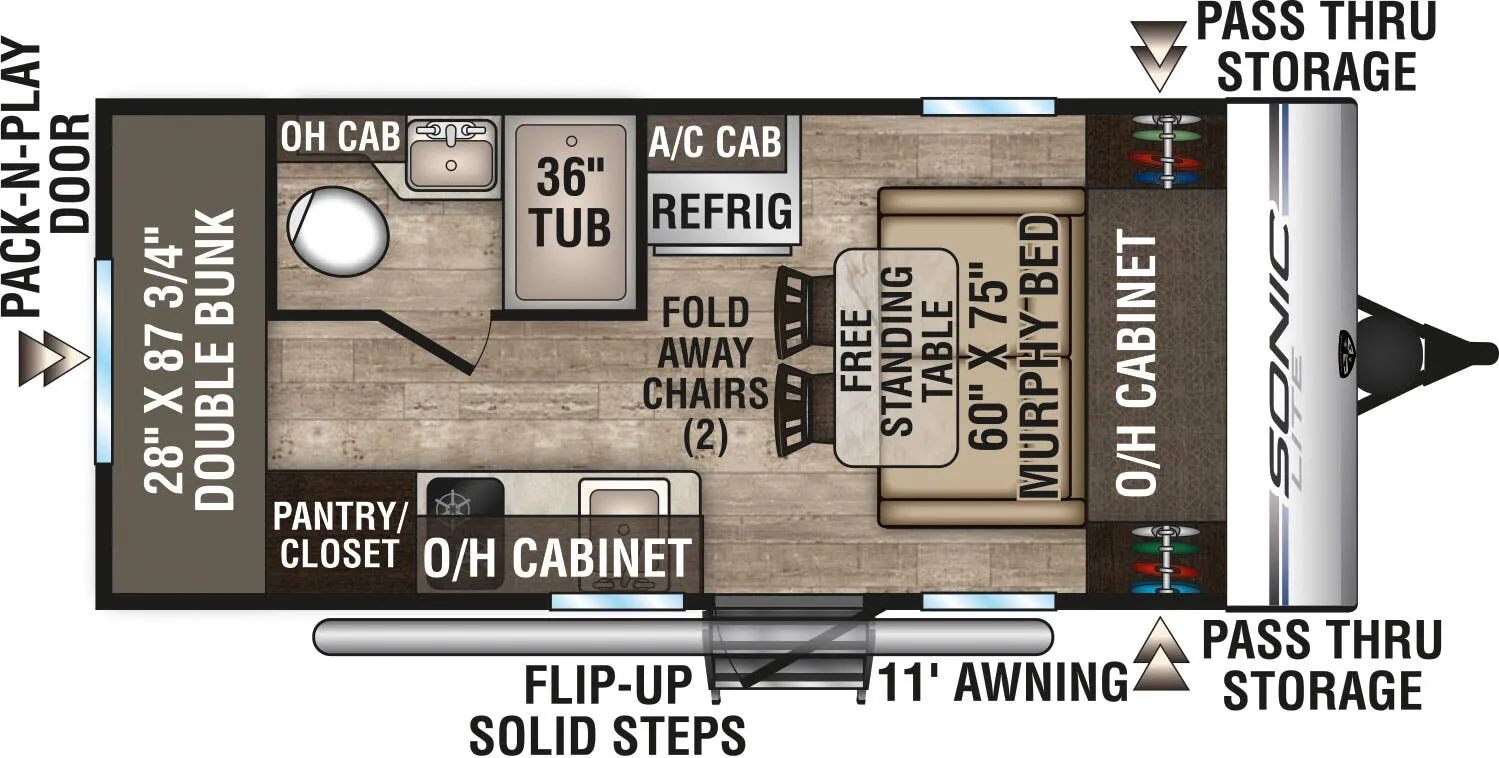 2019 Venture RV Sonic Lite SL169VBH - Floor plan