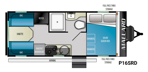 Heartland Mallard Pathfinder P16SRD floor plan