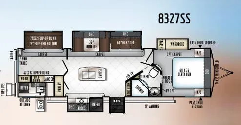 Forest River Rockwood Signature Ultra Lite 8327SS floor plan