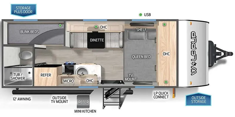 2025 Forest River Cherokee Wolf Pup 16BHSW floor plan