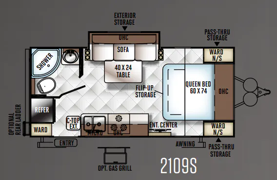 Forest River Rockwood Mini Lite 2109S floor plan