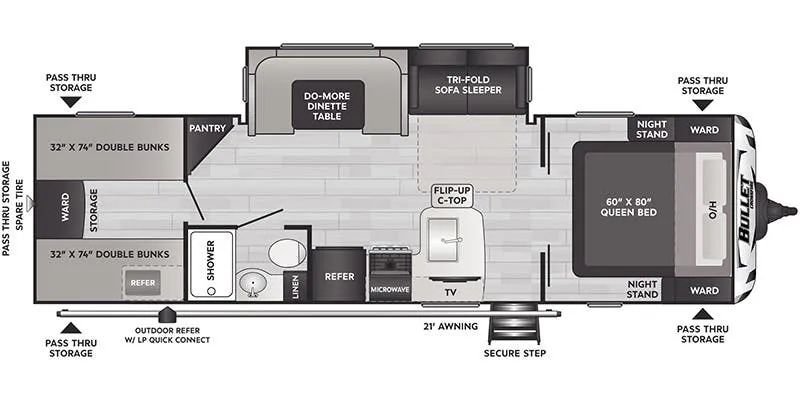Keystone Bullet Crossfire West 2870QBWE floor plan