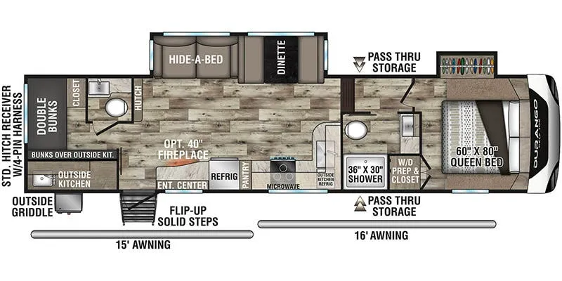 K-Z Durango Half-Ton D274BHD floor plan