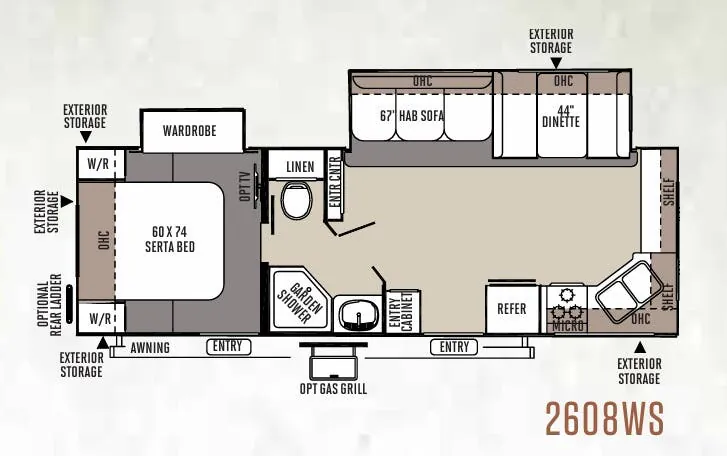 Forest River Rockwood Ultra Lite 2608WS floor plan