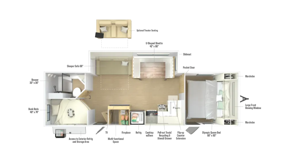 2026 Winnebago Thrive 28BHS floor plan