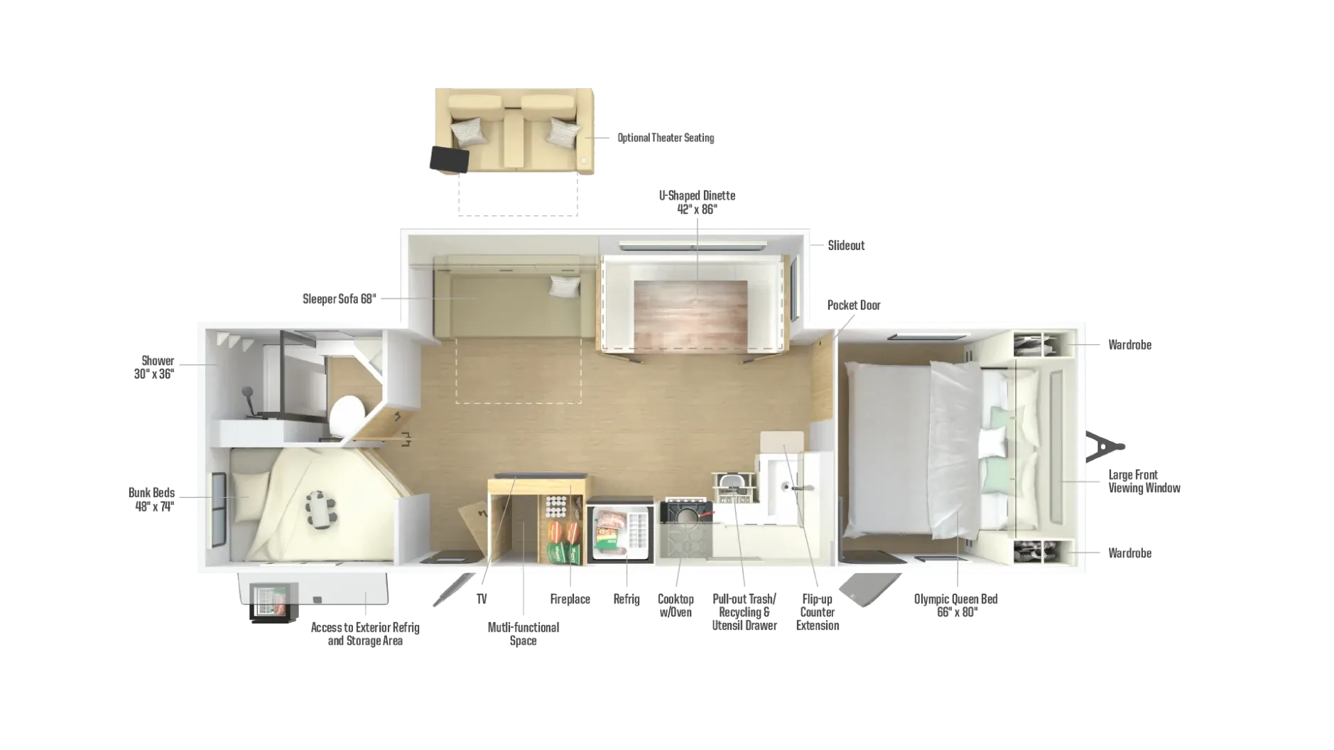 2026 Winnebago Thrive 28BHS - Floor plan