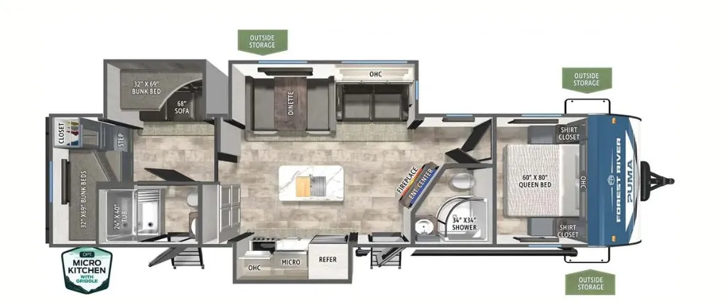 Palomino Puma 32BH2B floor plan