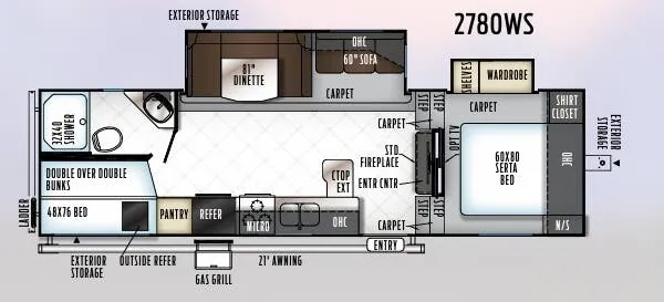 Forest River Rockwood Ultra Lite 2780WS floor plan