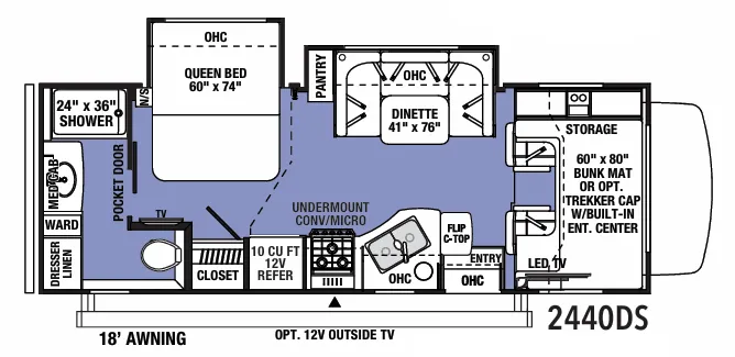 Forest River Sunseeker Classic 2440DS floor plan