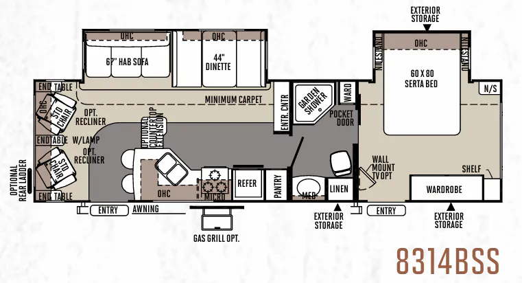 Forest River Rockwood Signature Ultra Lite 8314BSS floor plan