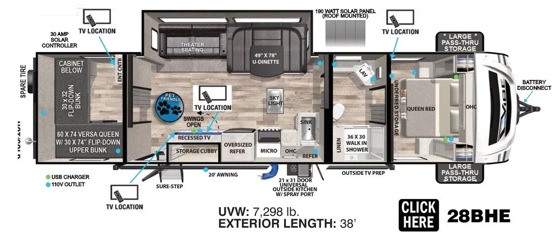 2023 Forest River Vibe 28BHE - Floor plan