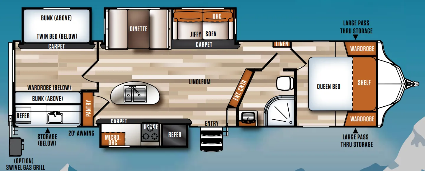 Forest River Vibe 313BHS floor plan