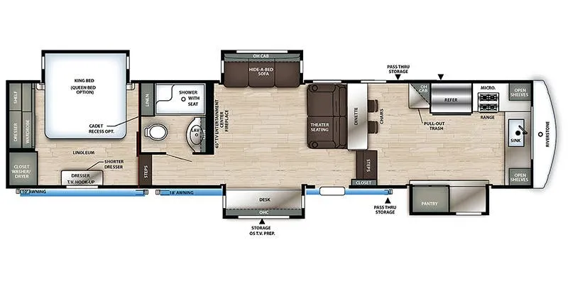 2021 Forest River Riverstone Reserve 3950FWK floor plan