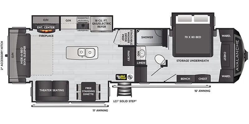 2022 Keystone Avalanche 312RS - Floor plan