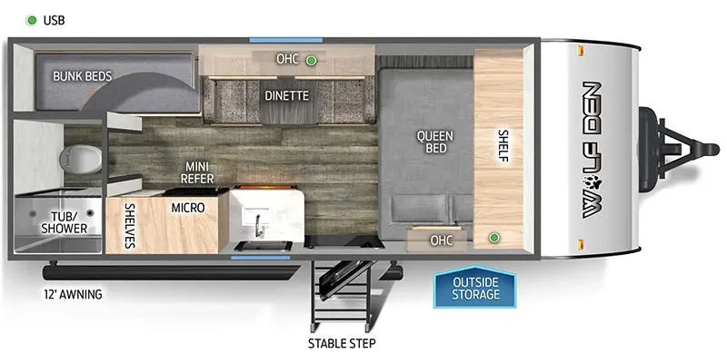 2024 Forest River Cherokee Wolf Den 16EV - Floor plan